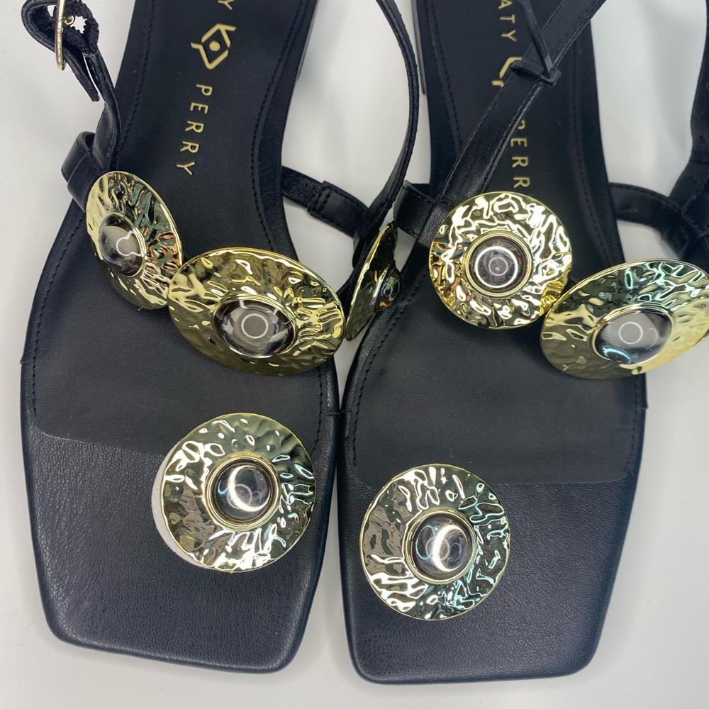 Katy Perry Collections Black and Gold Sandals with Striking Accents - Picture 9 of 9